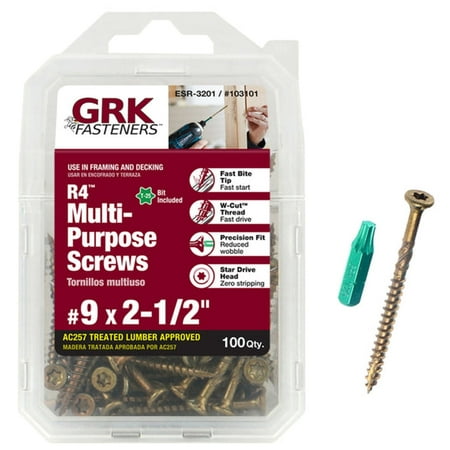 

1 PC-GRK Fasteners 103101 R4 Countersink Head Multi-Purpose Screws #9 x 2-1/2