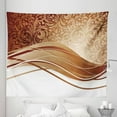thumbnail image 1 of Chocolate Tapestry, Brown Toned Classical Medieval Foliage Motifs with Curved Stripes Pattern, Fabric Wall Hanging Decor for Bedroom Living Room Dorm, 5 Sizes, Pale Brown Beige, by Ambesonne, 1 of 1