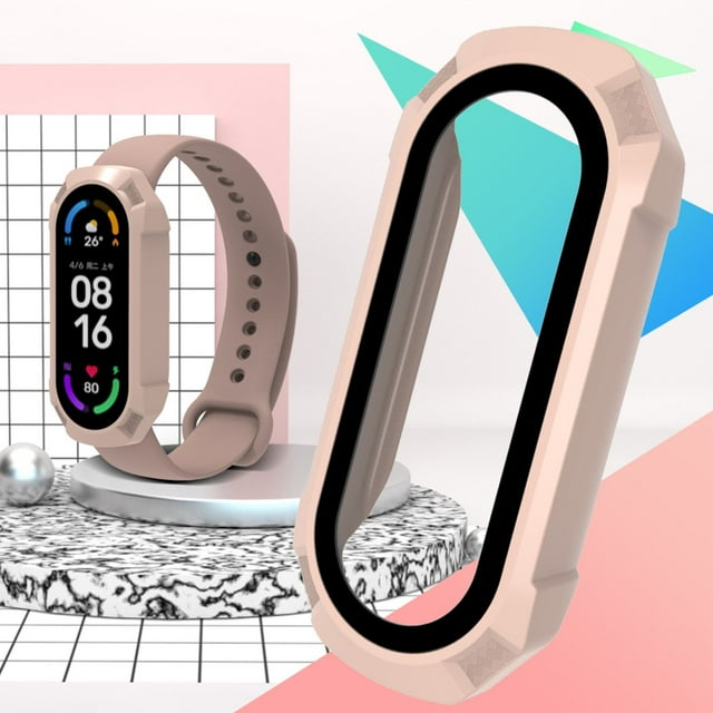 WIFKLSIIPG Coque de Protection d'Écran Adaptée pour Mi Band 5 6 4 Boîtier en Verre+film Bracelet Intelligent Coque de Protection Complète Adaptée pour Mi Band 6 5 4