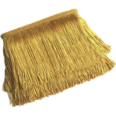 6 Inch Fringe Trim for Sewing, 10 Yards Polyester Gold Tassel Trim Fringe Chainette Trimmings Ribbon for Latin Dance Dress Clothes Crafts DIY Clothing Lamp and Pillow Decorations