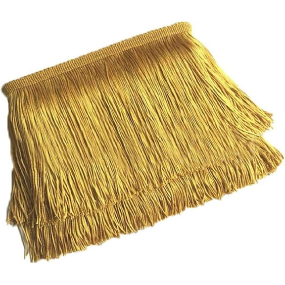 6 Inch Fringe Trim for Sewing, 10 Yards Polyester Gold Tassel Trim Fringe Chainette Trimmings Ribbon for Latin Dance Dress Clothes Crafts DIY Clothing Lamp and Pillow Decorations