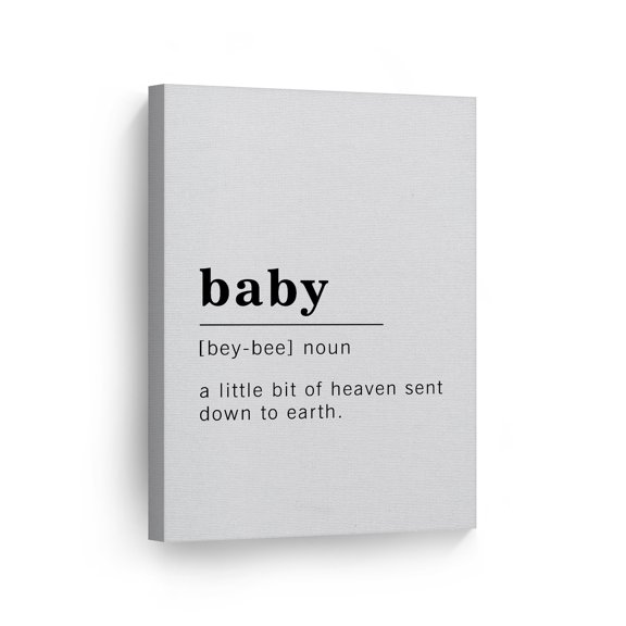 Smile Art Design Funny Noun Dictionary Definition of Baby Canvas Print Inspirational Quote Sign Office Living Room Bedroom Bathroom Wall Decor Wall Art Home Decor Ready to Hang Made in USA 12x8