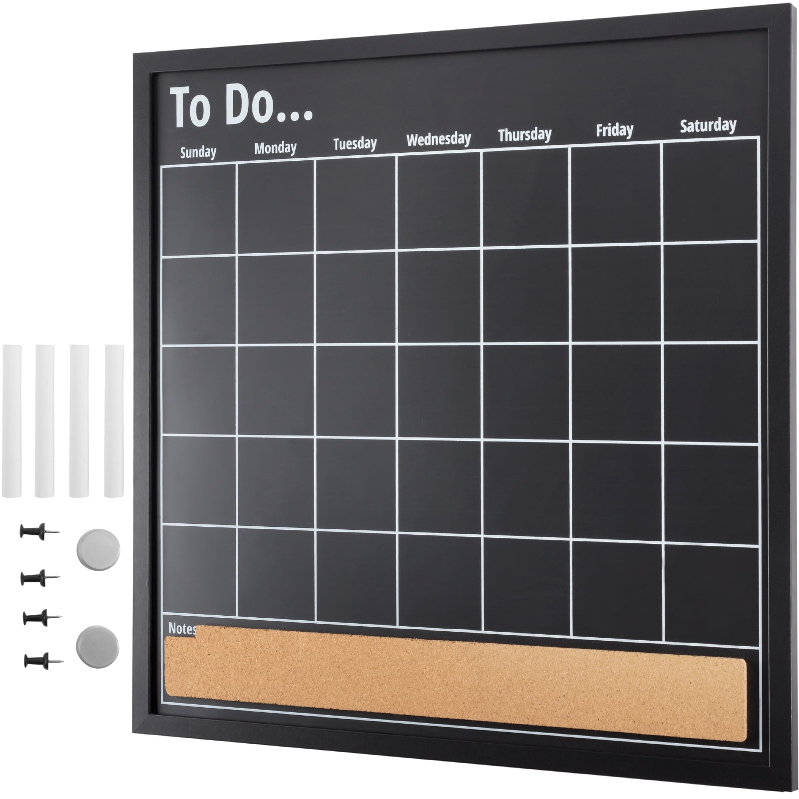 Excello Global Products Framed Calendar Chalkboard Includes Chalk