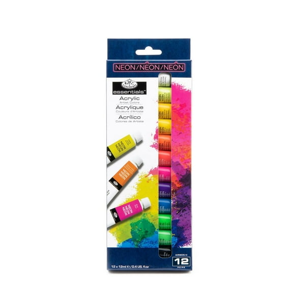 Royal & Langnickel - Essentials 12ml Acrylic Paint Set, Neon, 12 Colors