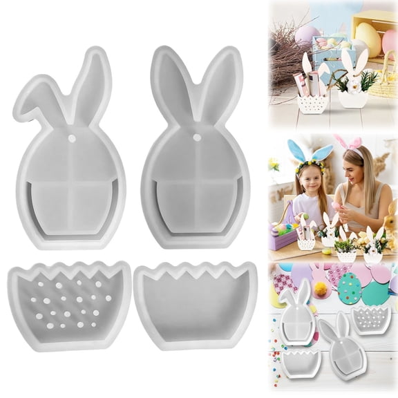 Ympkerial Easter Bunny Resin Mold Silicone Crafting Kit for Epoxy Resin and Gypsum Plaster Home Decoration DIY Project