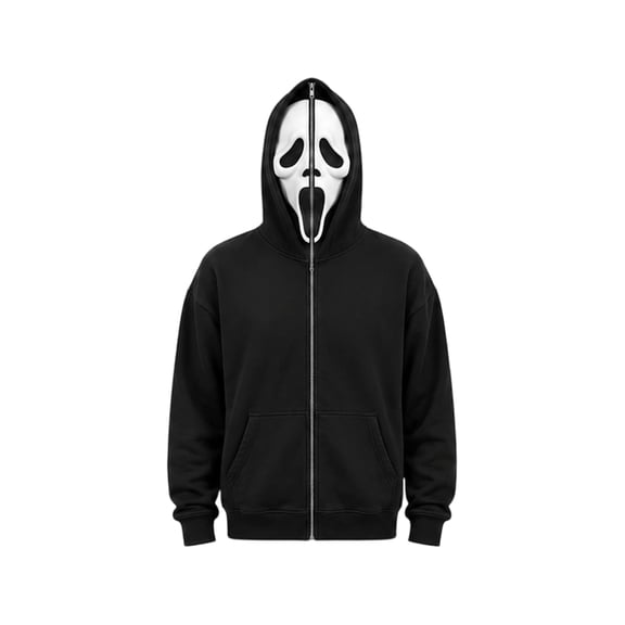 Unisex Full Zip Horror Mask Hoodie Halloween Scary Character Novelty Sweatshirt Fancy Dress Party Cosplay Costume