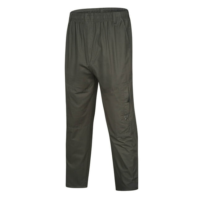 Pantalones informales de algodón y lino para hombre, cintura elástica, transpirables, cómodos, suaves, para playa Pompotops oipoqjl42699
