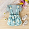 thumbnail image 4 of Hienoo Newborn Girls Outfits Ruffle Short Sleeve Romper Sunflower Print Overall Shorts, Sizes 0-18M, 4 of 8