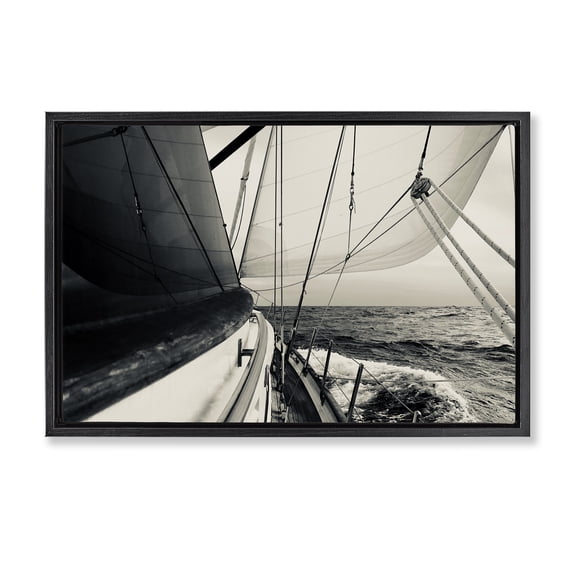 Stupell Industries Rustic Lodge Sailing The Sea View Black Floating Frame Canvas Art, 25 x 17, by LSR Design Studio