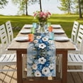 thumbnail image 4 of Hydrangeas Flower 120 Inch Table Runner, Blue White Floral Country Oil Painting Farmhouse Dresser Scarf Cotton & Linen Tablerunner for Dining/Kitchen Island/Holiday Party Décor 13" x 120", 4 of 9