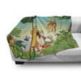 thumbnail image 3 of Zoo Soft Flannel Fleece Throw Blanket, Forest Scene with Different Animals Habitat Jungle Tropical Environment Kids Cartoon, Cozy Plush for Indoor and Outdoor Use, 50" x 70", Multicolor, by Ambesonne, 3 of 6