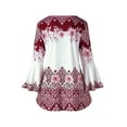 thumbnail image 3 of Gvmfive Women Plus Size Flared Long Sleeve Tunic Tops Casual Floral Print Loose Blouse, 3 of 4
