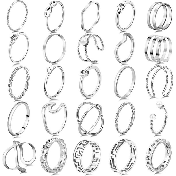 25-40 Uds. Anillos para nudillos para mujeres, conjuntos de anillos apilables para niñas, anillos de dedo articulados Retro bohemios Vintage para mujeres y hombres