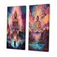 thumbnail image 3 of Designart "Psychedelic Buddha Amidst Mountain Serenity VI" Buddhism Wall Art Set Of 2 - Traditional Pink Gallery Set For Office Decor, 3 of 6