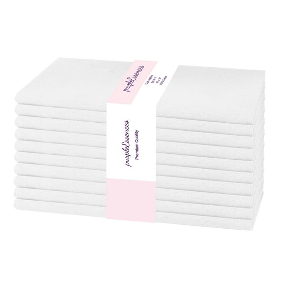 PurpleEssences cloth napkins set of 10, 18x18 Inch, Dinner table decorative napkins - White