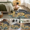 thumbnail image 6 of Sunflowers Rustic 4ft Round Rug, Spring Summer Pastoral Flowers Black Non-Skid Rubber Backing Large Area Rugs - Living Room Bedroom Home Office, Indoor Floor Mat Carpets Washable Rug, 6 of 9
