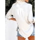 thumbnail image 3 of Blusa de jacquard de satén con cuello en V para mujer, blusa holgada informal con cuello vuelto y cierre de botones, blusas de manga larga, camisa blanca L, 3 of 6