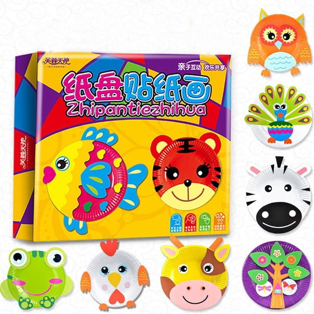 Kit De Arte De Platos De Papel Para Niños Diy Animal Plate Craft Party Kit De Suministros De Actividades Creativas Juguetes De Educación Temprana Regalos Para Niños Niñas seitruly FN007138-02