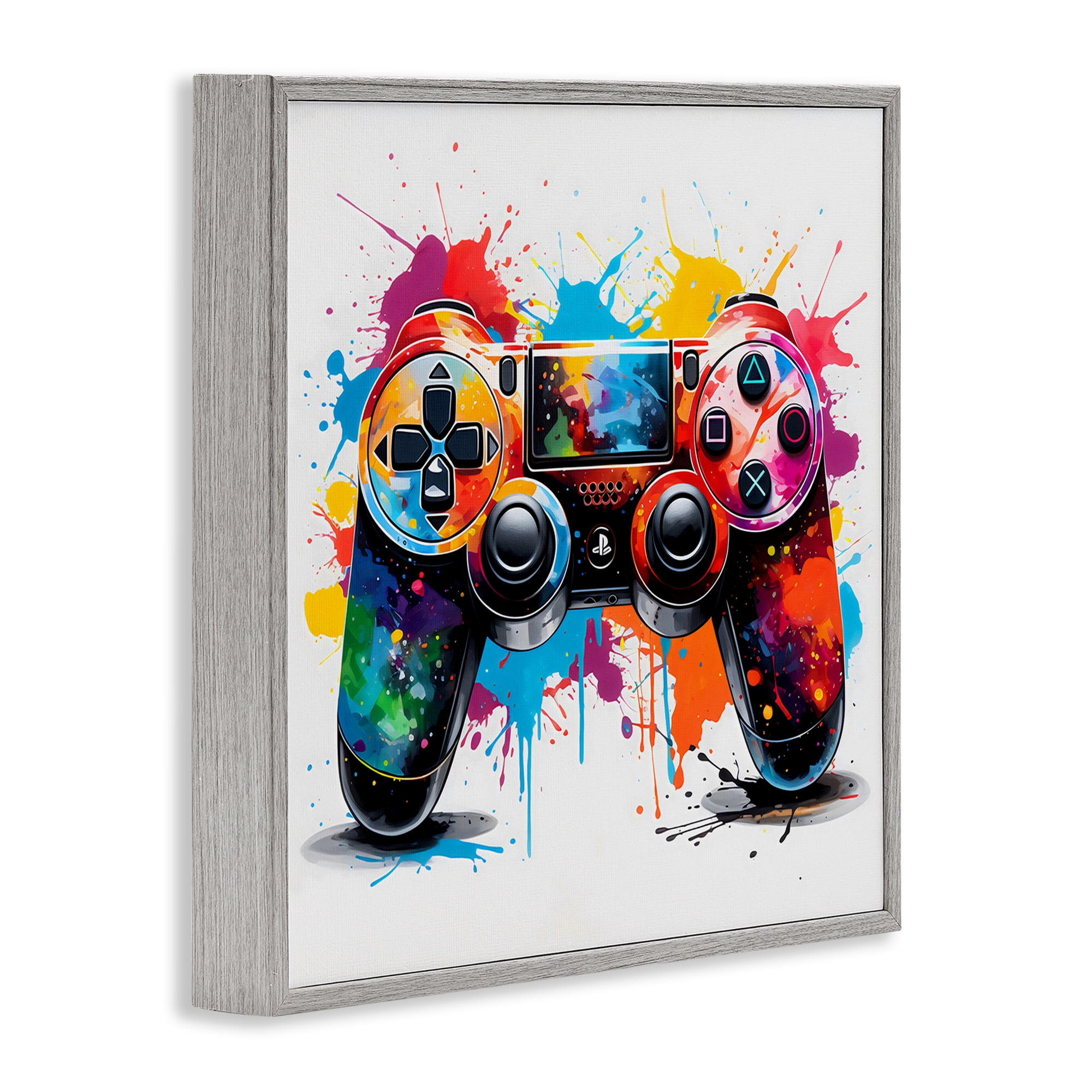 Stupell Industries Playful Bright Game Controller Gray Framed Giclee Art, design by Creative Studio