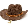 thumbnail image 3 of Straw Cowboy Hat Wide Brim Sun Hat Cowgirl Summer Panama Hat with Chin Strap Men Women KidTravel Outdoor Famliy Hat, 3 of 7