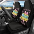thumbnail image 2 of XYZCANDO 2 Pack Car Front Seat Covers for Interior Automotive Accessories Stretchy Breathable, Van Sedan SUV Car Seat Covers, Pink Bow Bus Print, 2 of 10