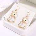 thumbnail image 5 of Pendientes con capas de corazón de doble amor para niñas, elegantes, chapados en oro y plata, cuelgan con ganchos, joyería, regalos de cumpleaños para mujeres, novia, oro -, 5 of 5
