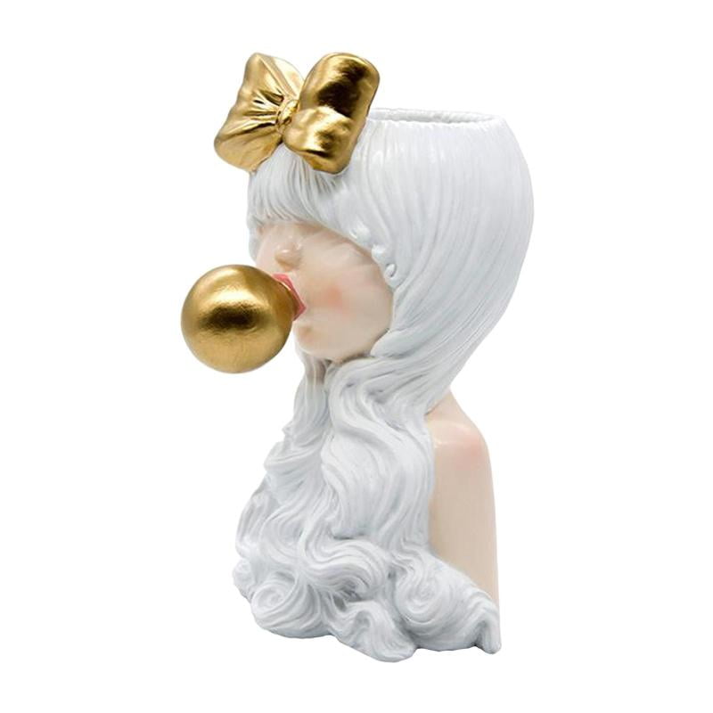 Portrait Flower Vase Planter Pot Desktop Sculpture Photo Prop 