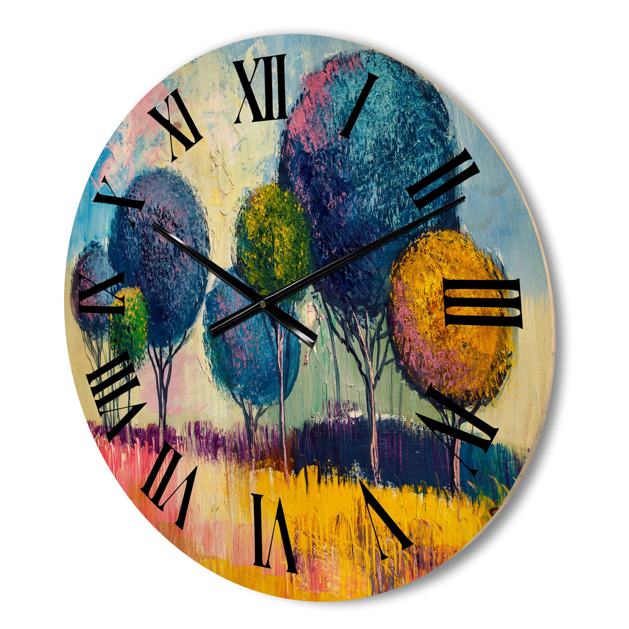Designart 'Autumn Colorful Fantasy Trees III' Modern Wood Wall Clock