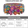 thumbnail image 4 of Moroccan Colorful Circles Flower Waterproof Picnic Patio Party Round Table Cloth Cover Decorations Fabric 60 Inch Circular Tablecloth for 20-47 Inch Home Dining Room Kitchen Decor, 4 of 6