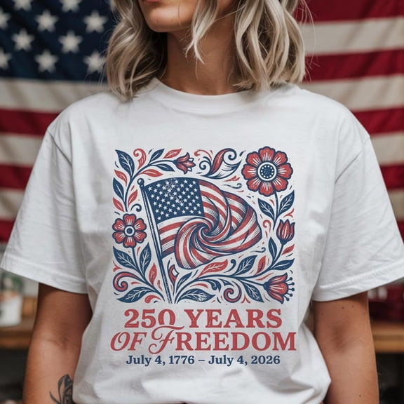 USA 250 Years Shirt, 4th of July Shirt, 250 Years of Freedom Shirt, Patriotic Floral USA Flag Tee, 1776 2026, America 250, Independence Day