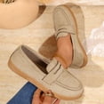thumbnail image 2 of Wensltd Women's Loafers Slip On Flat Shoes Suede Upper Spring Autumn Daily Soft Walking Shoes Beige, 2 of 9