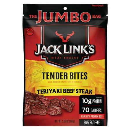 - Jack Link's Tender Bites Teriyaki Beef Steak Jumbo Bag, 5.85 Oz.