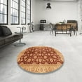 thumbnail image 3 of Ahgly Company Indoor Round Abstract Orange Oriental Area Rugs, 6' Round, 3 of 6