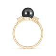 thumbnail image 2 of ANGARA Tahitian Cultured Pearl Bypass Ring with Diamond Trio in 14K Yellow Gold for Women | June Birthstone, Birthday, Anniversary, Jewelry Gift for Women | Pearl Ring, 2 of 9
