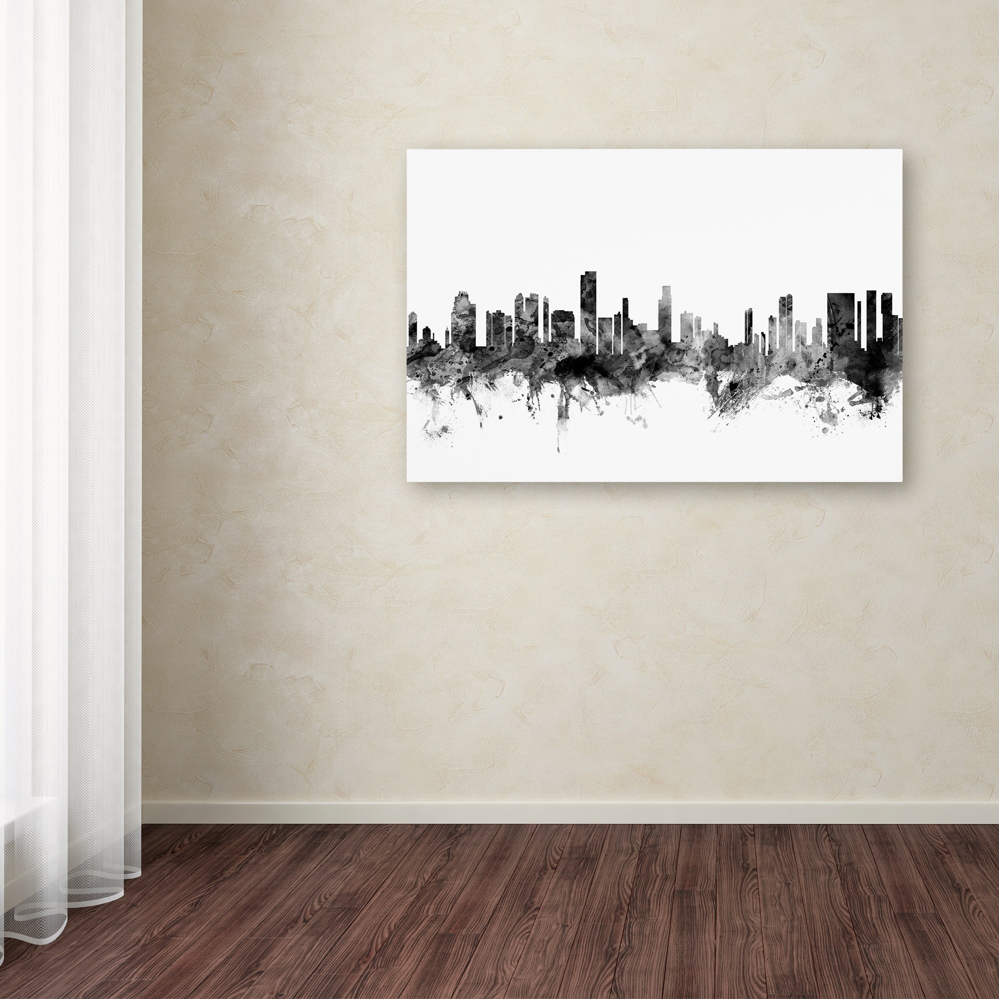 Trademark Fine Art "Honolulu Hawaii Skyline B&W" Canvas Art by Michael Tompsett