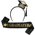 thumbnail image 1 of 1 Set Graduation Sash and Headband Mini Grad Cap Headband and Graduated Sash Grad Decor, 1 of 9