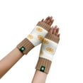 thumbnail image 3 of Women Autumn And Winter Cute Snowflake Pattern Color Block Knitted Warm Half Gloves, 3 of 3