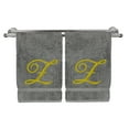 thumbnail image 2 of Monogrammed Washcloth Towel, Personalized Gift, 13x13 Inches - Set of 2 - Gold Script Embroidered Towel - Extra Absorbent 100% Turkish Cotton - Soft Terry Finish - Initial Z Gray Towels, 2 of 3