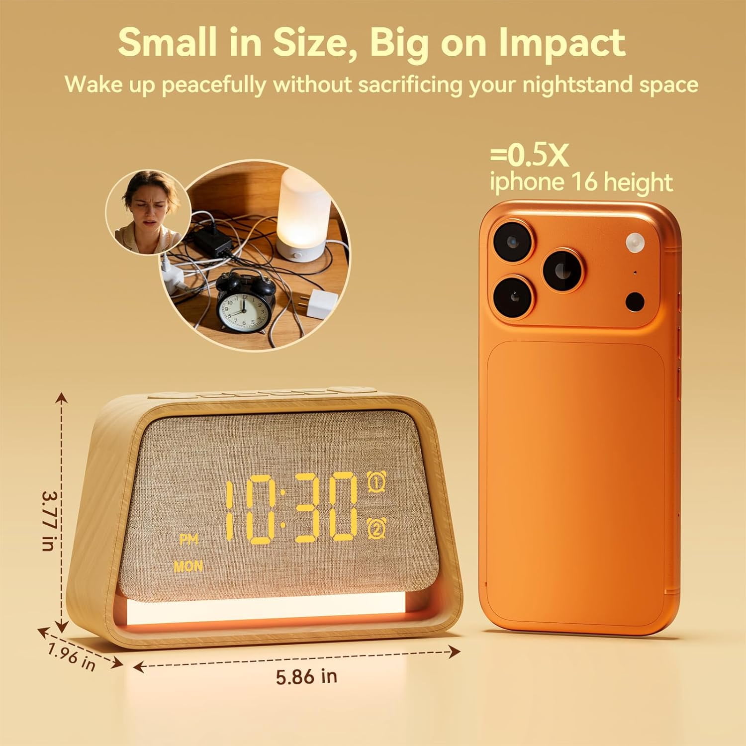 Sunrise Alarm Clock with Wake Up Light, White Noise Sound Machine, 10 Soothing Sounds, Dual Alarms, Dimmable Night Light for Bedroom