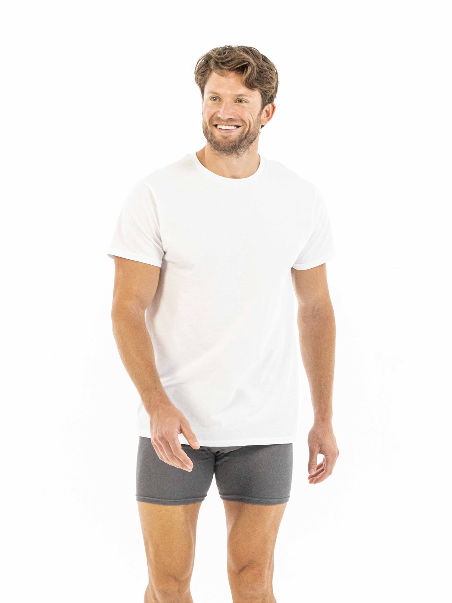 Gildan Mens Cotton Stretch Crewneck Tee Undershirt SM-2X, 3 Pack