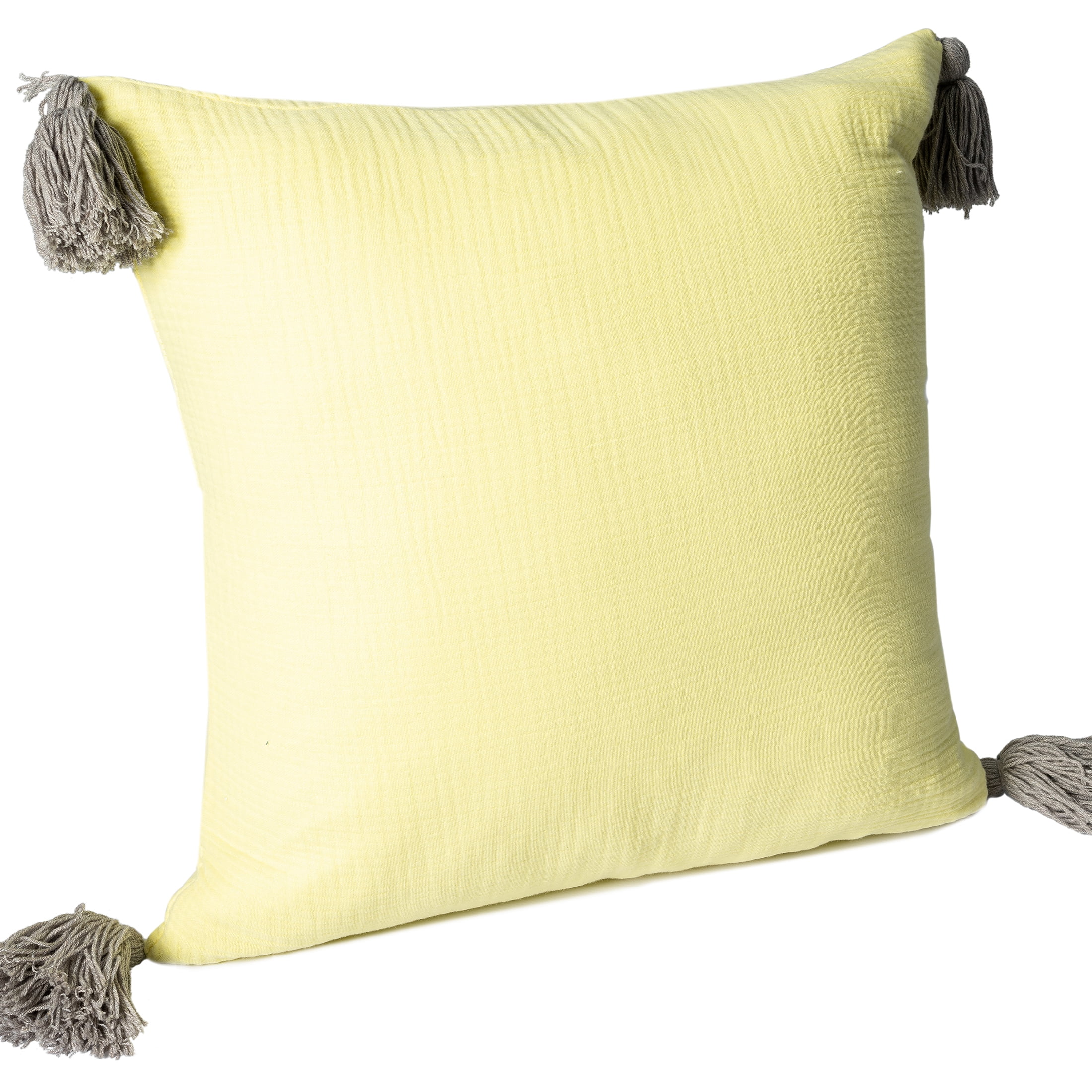 Ox Bay Amai 20" x 20" Lemonade Yellow Ultra-Soft Turkish Cotton Adult Decorative Throw Pillow