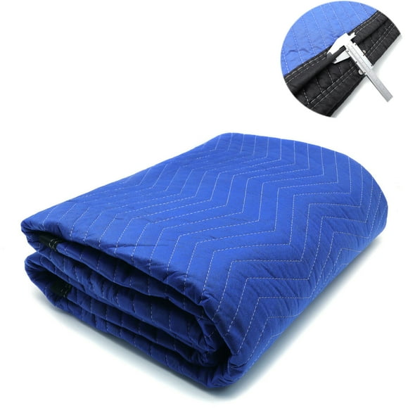 XHT MOTOR™ Extra Thick Polyester Moving Blanket, 72 x 80, Blue & Black, 1 Count