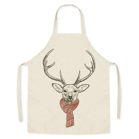 

Simple Christmas Red Pattern Black Linen Handkerchief Antifouling Sleeveless Halter Apron Home Kitchen Decor Accessories