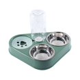 thumbnail image 1 of Cuenco doble elevado para gatos y perros, cuenco para gatos, cuenco para mascotas 3 en 1 con almacenamiento automático de agua (verde), 1 of 3