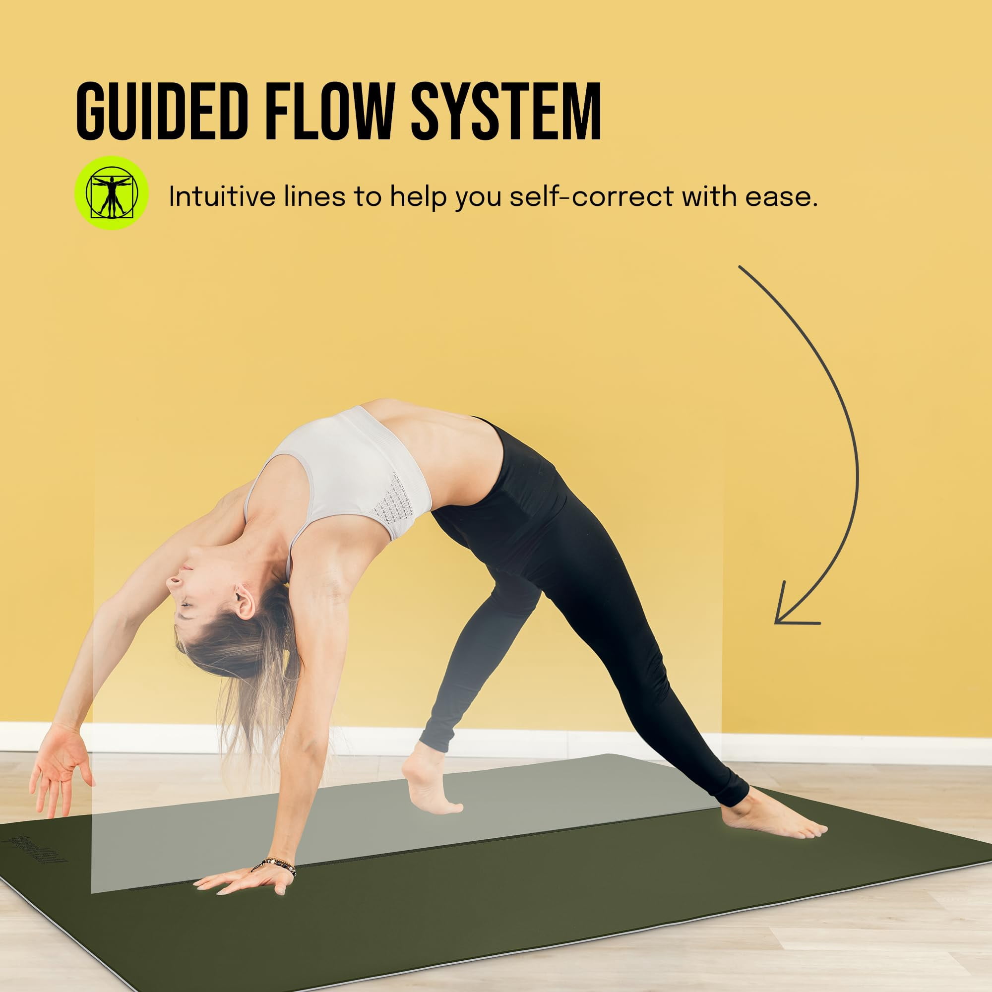 Gogokiwi Extra Wide Yoga Mat for Men Women (72"L x 36"W) Non Slip Fitness & Exercise Mat with Alignment Marks for Yoga, Pilates, Floor Workouts (Olive Green, Standard (1/4 inch Thick))