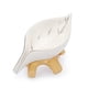 thumbnail image 1 of Ceramic Soap Dish Leaf Shaped Soap Dish Accessory for Bathroom, Shower, Kitchen, Wedding Gift (White+Gold), 1 of 5