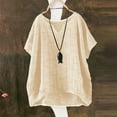 thumbnail image 2 of JFGHDG Cotton Tunic Tops for Women Basic Solid Tunic Tops Womens Summer Linen Shirts Long Sleeve Cotton Top Button Down Gauze Tees Gauze Tops for Women Beige L, 2 of 6