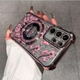 thumbnail image 2 of Flower Suitable for Samsung S21/S22/S23/S24/S25/S24/S25 Ultra Plus Mobile Phone Case Four Corners Anti-fall Glitter Magnetic Suction Bracket Galaxy High-end Sense Strap Bracelet Protective Case, 2 of 5