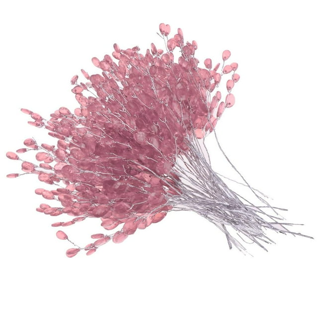 50 ramas de capullos de cristal, flores artificiales de acrílico para bodas y fiestas. Rosado