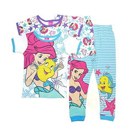 The Little Mermaid Ariel and Flounder 4-Piece Pajama Set, Size 4